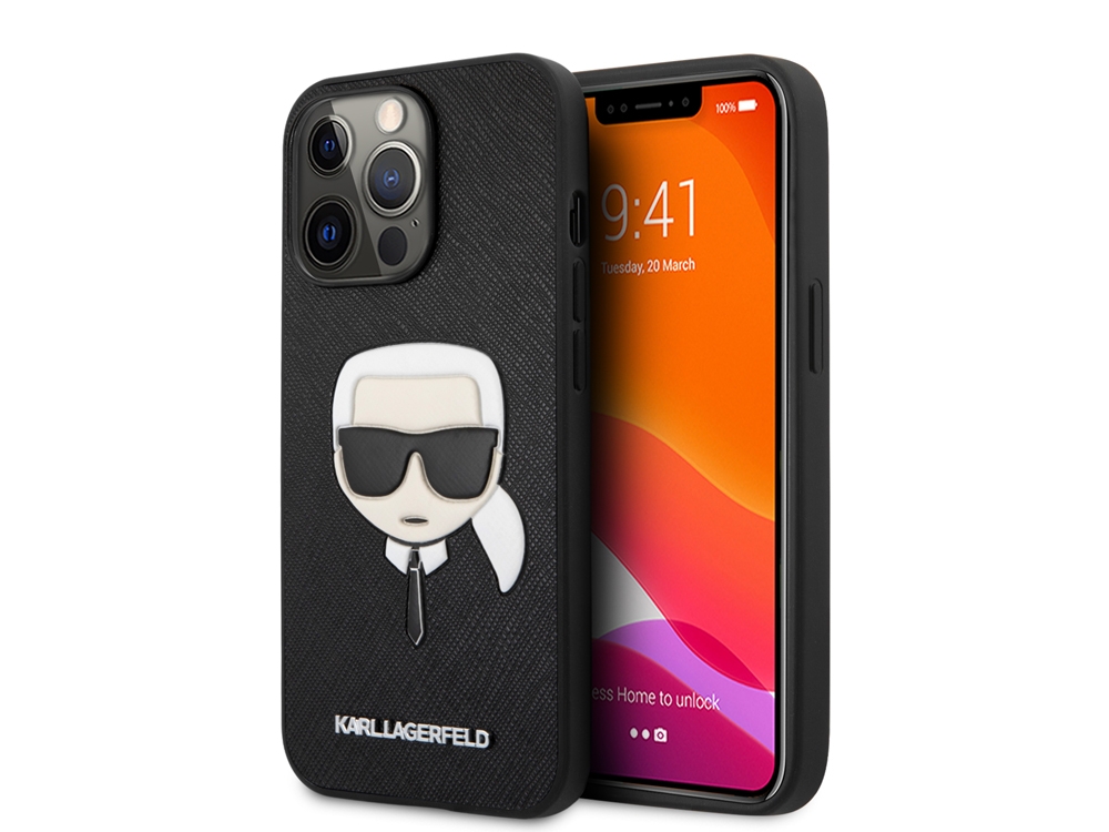 Coque Karl Lagerfeld Saffiano Karl pour iPhone 13 Pro - Noire