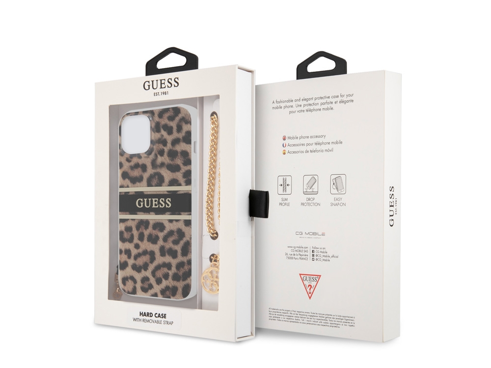 Coque Guess Leopard avec breloque pour iPhone 13 Mini