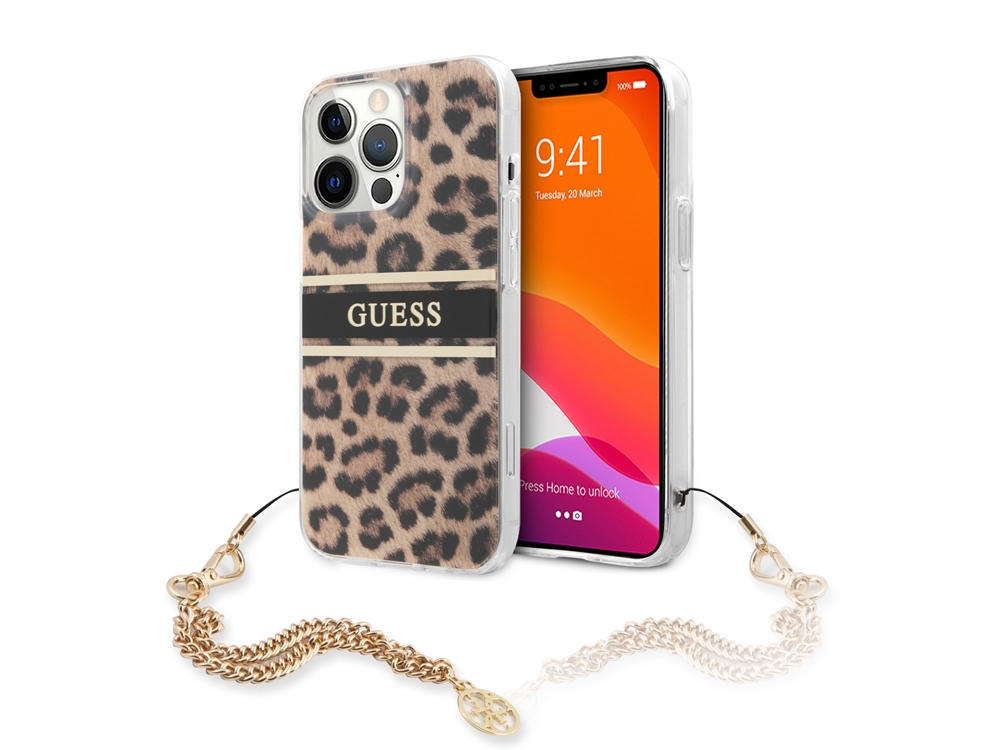 Coque Guess Leopard avec breloque pour iPhone 13 Pro