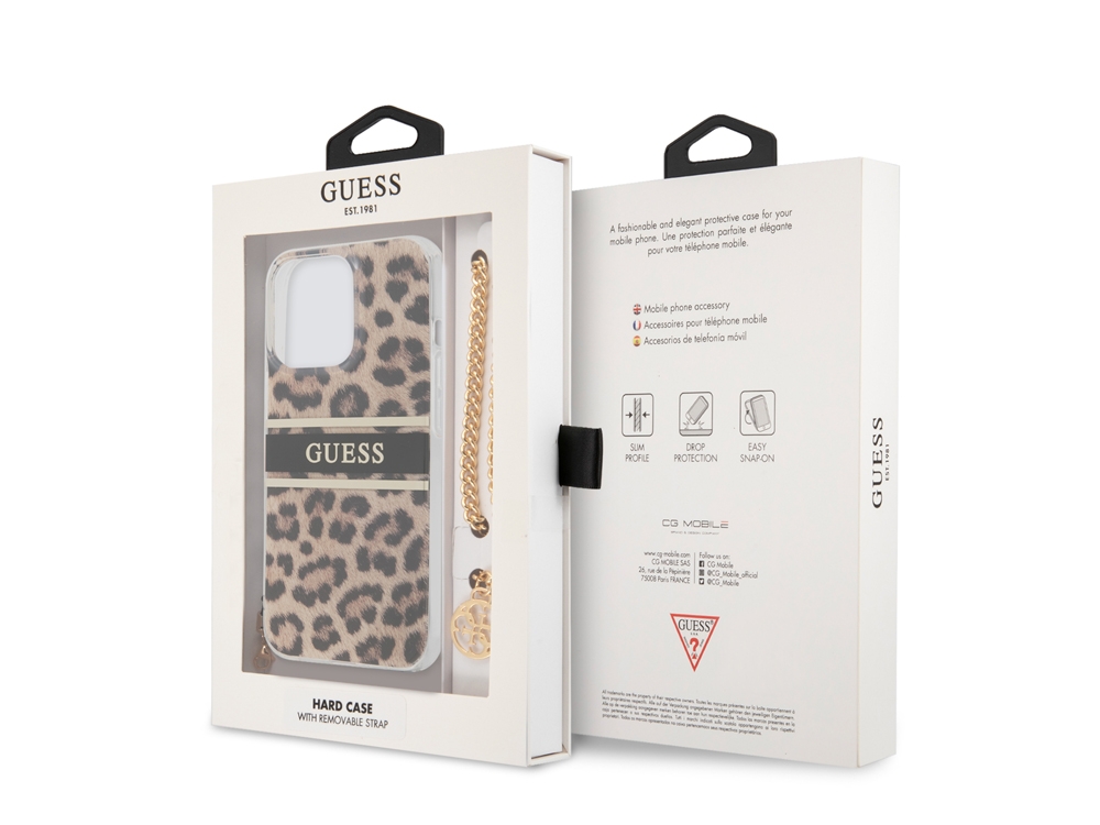 Coque Guess Leopard avec breloque pour iPhone 13 Pro