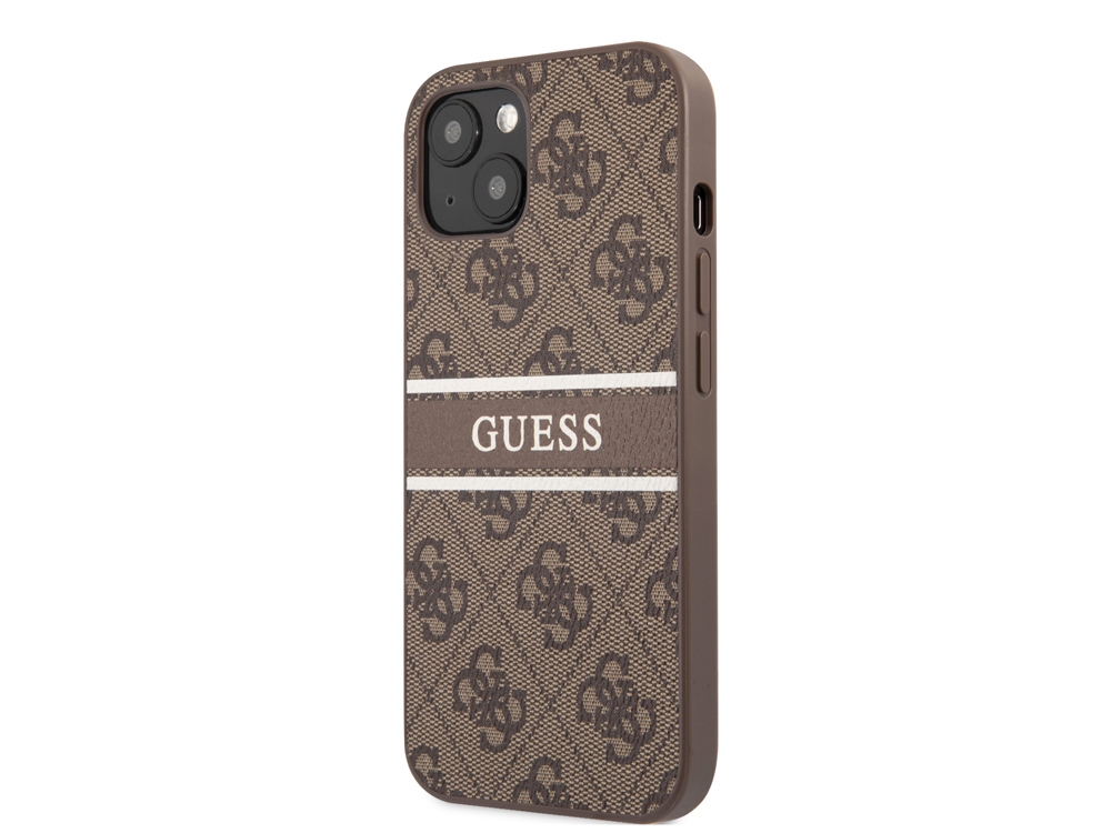 Coque Guess PU 4G Stripe pour iPhone 13 Mini - Marron