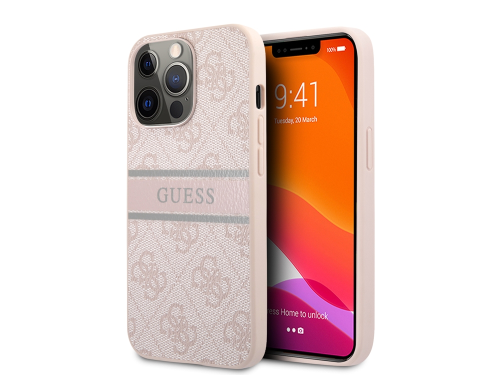 Coque Guess PU 4G Stripe pour iPhone 13 Pro - Rose