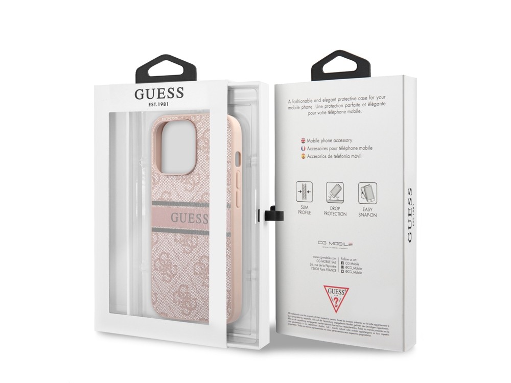 Coque Guess PU 4G Stripe pour iPhone 13 Pro - Rose
