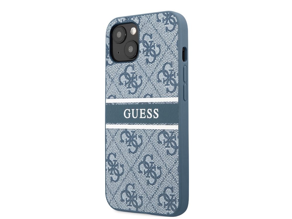 Coque Guess PU 4G Stripe pour iPhone 13 Mini - Bleue