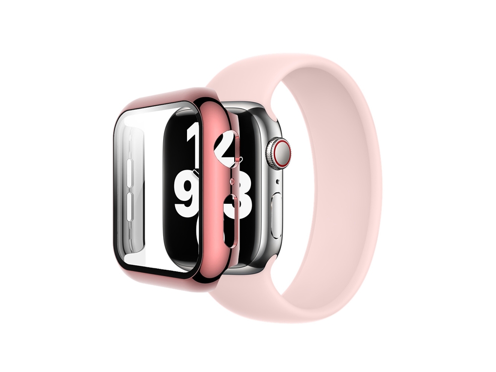 Coque de protection intégrale avec verre trempé pour Apple Watch 38mm - Rose