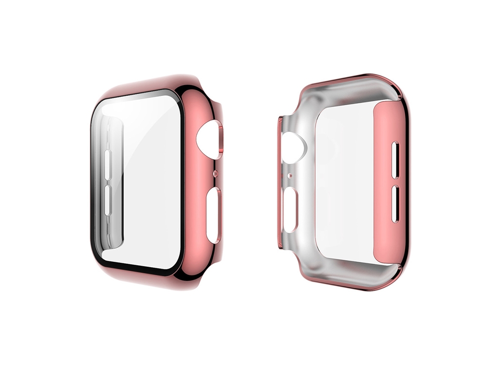 Coque de protection intégrale avec verre trempé pour Apple Watch 38mm - Rose