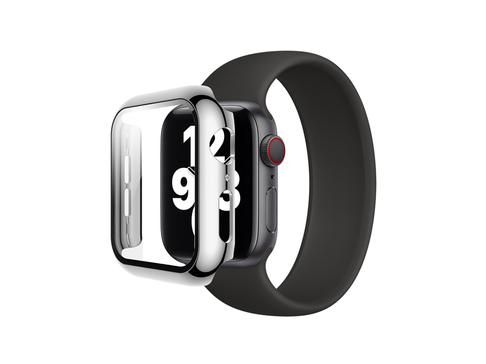 Coque de protection intégrale avec verre trempé pour Apple Watch 42mm - Argent