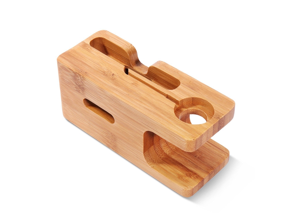 Socle de chargement 2en1 en bambou pour Apple Watch et iPhone
