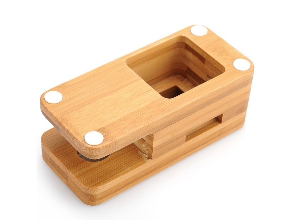 Socle de chargement 2en1 en bambou pour Apple Watch et iPhone