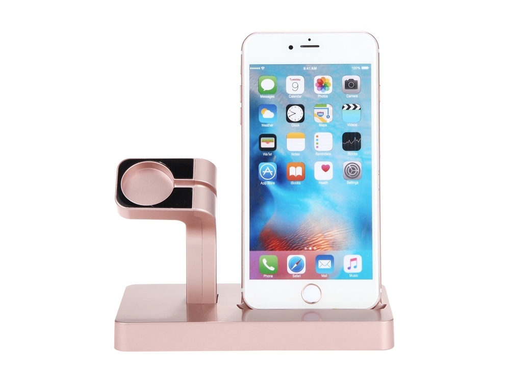 Socle de chargement 2en1 pour Apple Watch et iPhone - Rose