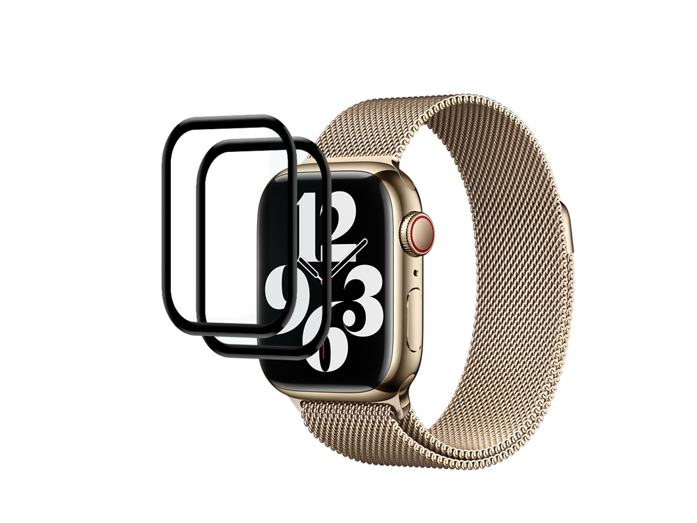 Lot de 2 protections en verre trempé incurvé pour Apple Watch 45mm