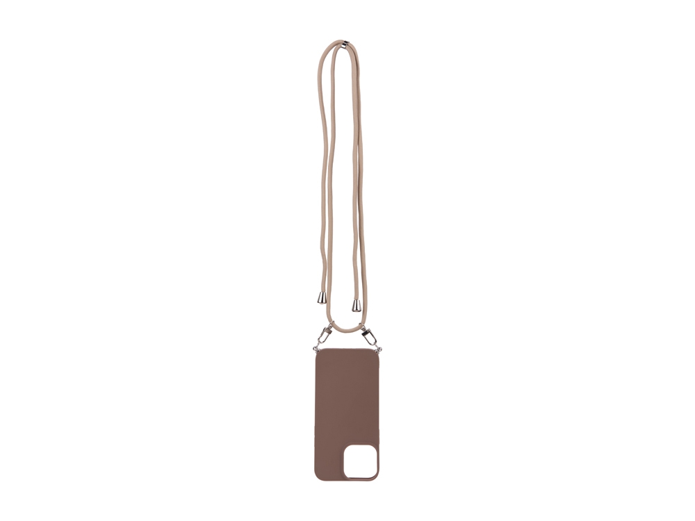 Coque avec cordon nylon et chaine pour iPhone 13 Pro - Marron
