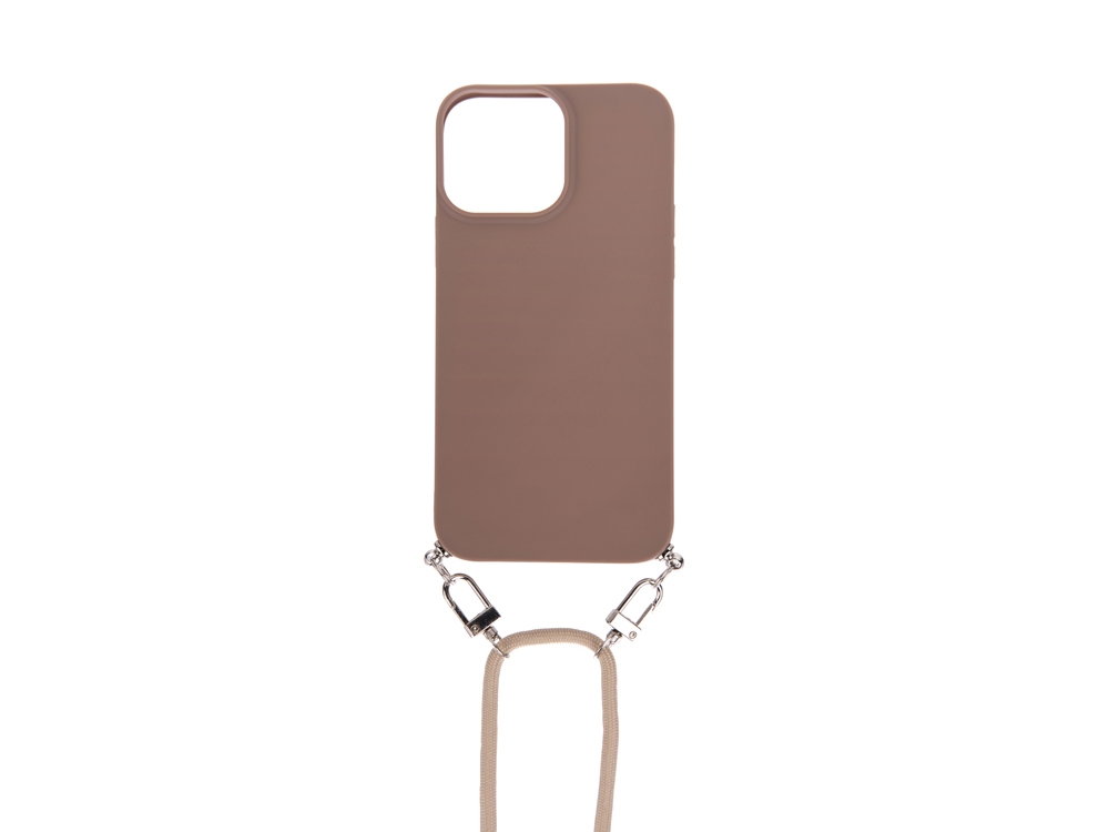Coque avec cordon nylon et chaine pour iPhone 13 Pro - Marron