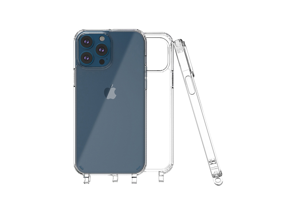 Coque TPU transparente avec accroche de cou pour iPhone 13 Pro