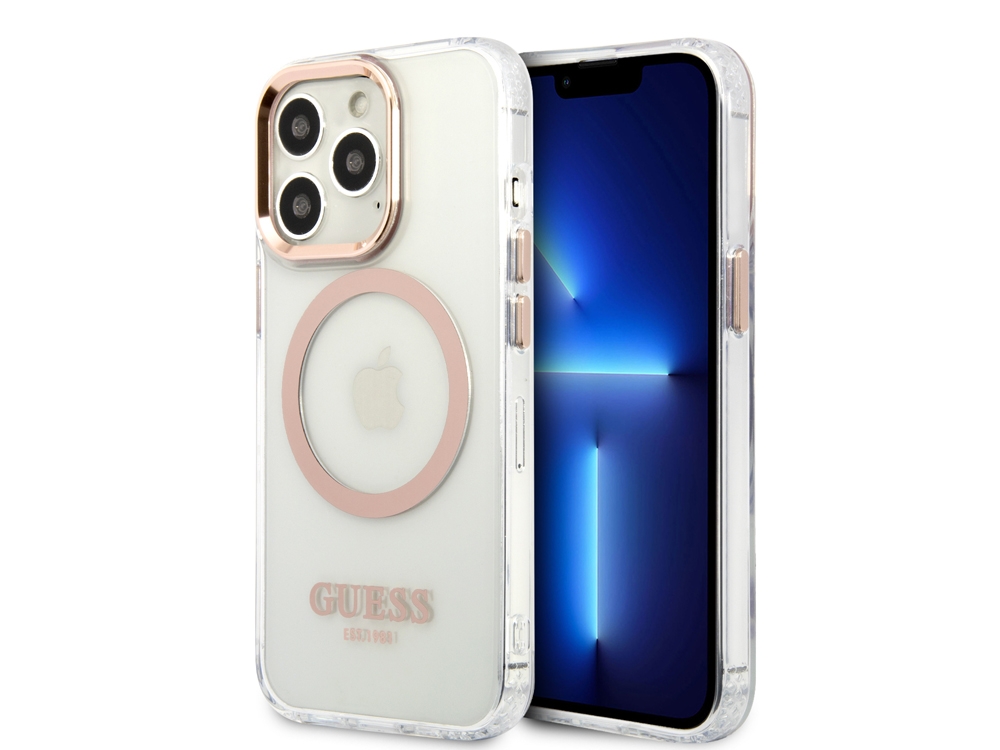 Coque Guess TPU Magsafe Gold Outline pour iPhone 13 Pro - Transparente