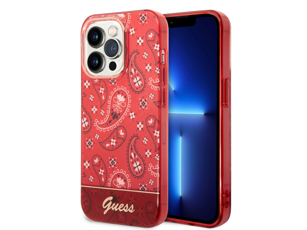 Coque Guess TPU Bandana pour iPhone 14 Pro Max - Rouge