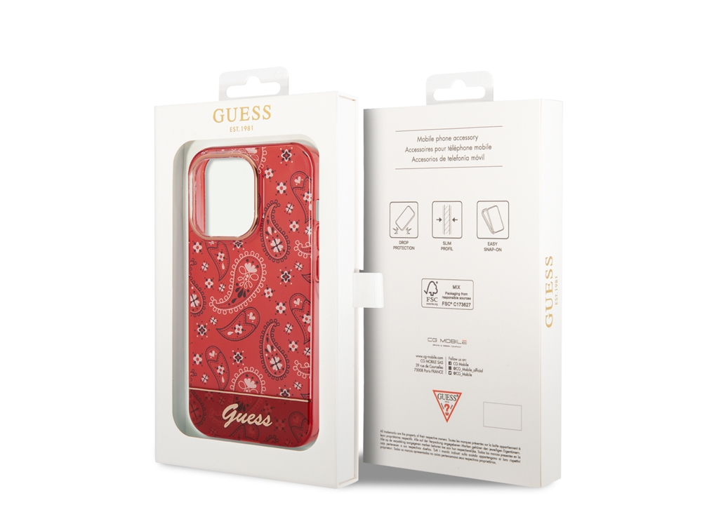 Coque Guess TPU Bandana pour iPhone 14 Pro Max - Rouge