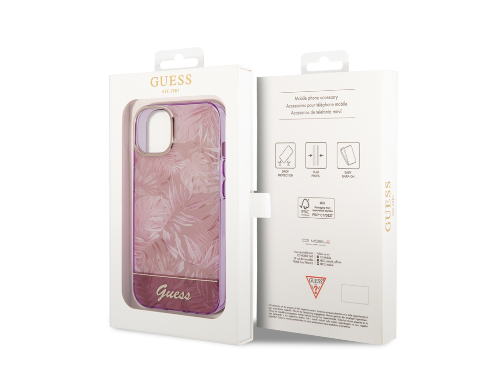 Coque Guess TPU Jungle pour iPhone 14 Plus - Rose