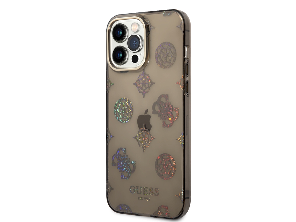 Coque Guess TPU Peony pour iPhone 14 Pro Max - Noire translucide