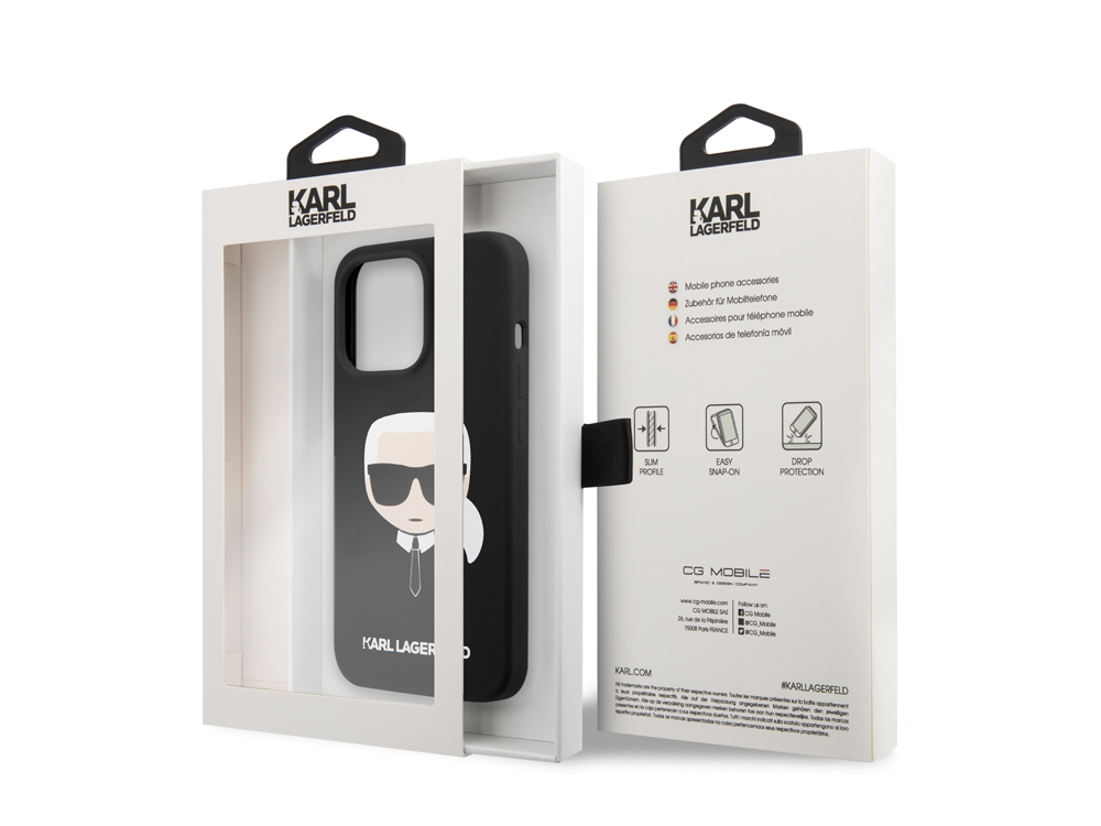 Coque Karl Lagerfeld Silicone Karl’s Head pour iPhone 14 Pro - Noire