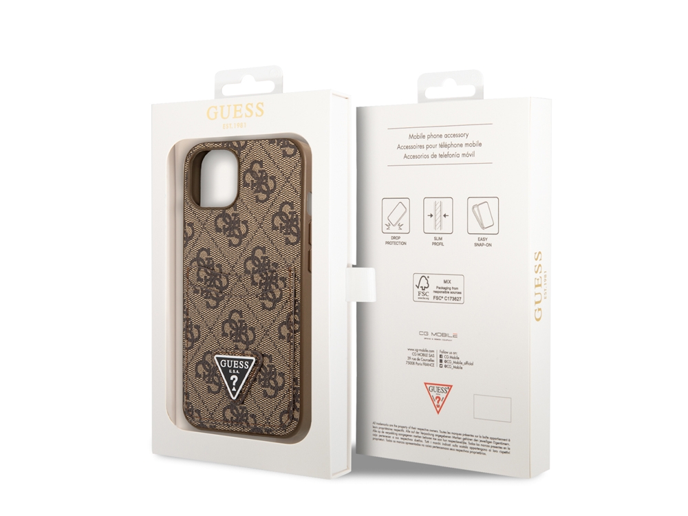 Coque Guess PU 4G Porte-cartes pour iPhone 14 - Marron