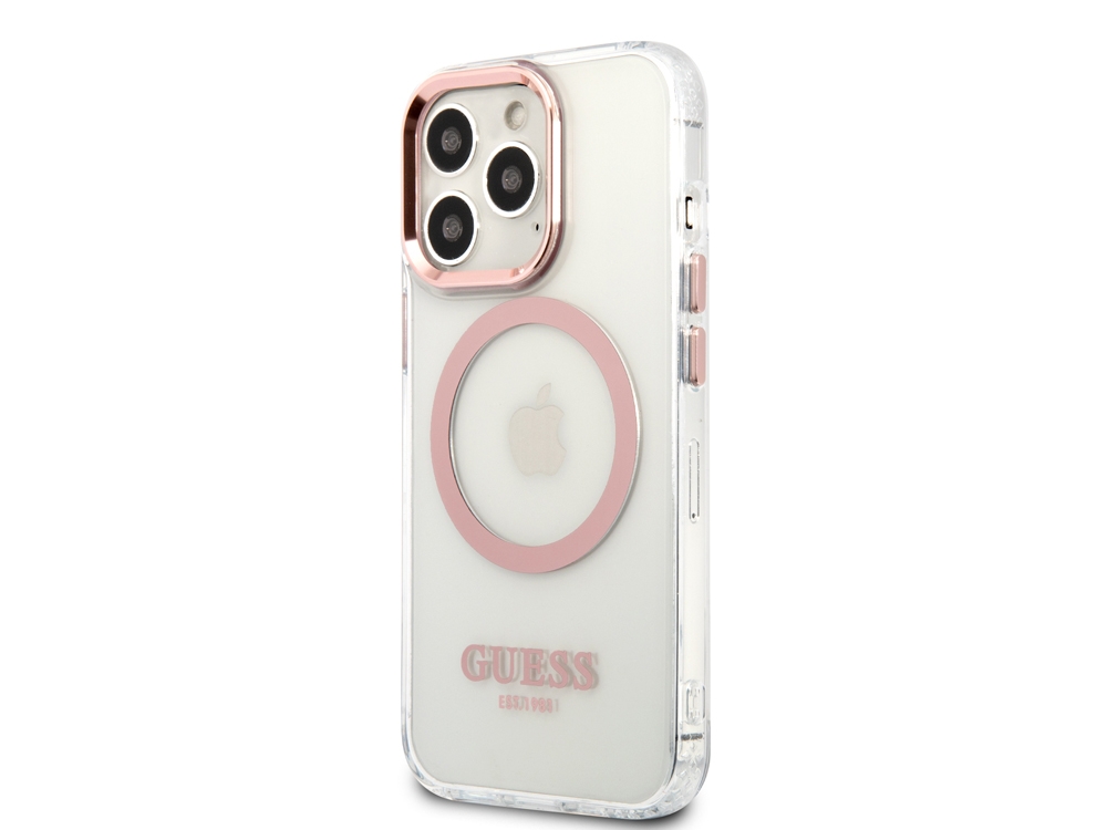 Coque Guess TPU Magsafe Metal Outline pour iPhone 14 Pro - Transparente