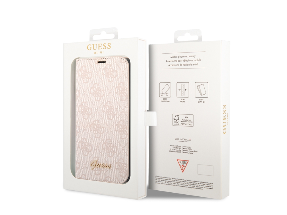 Etui Folio Guess 4G pour iPhone 14 Plus - Rose