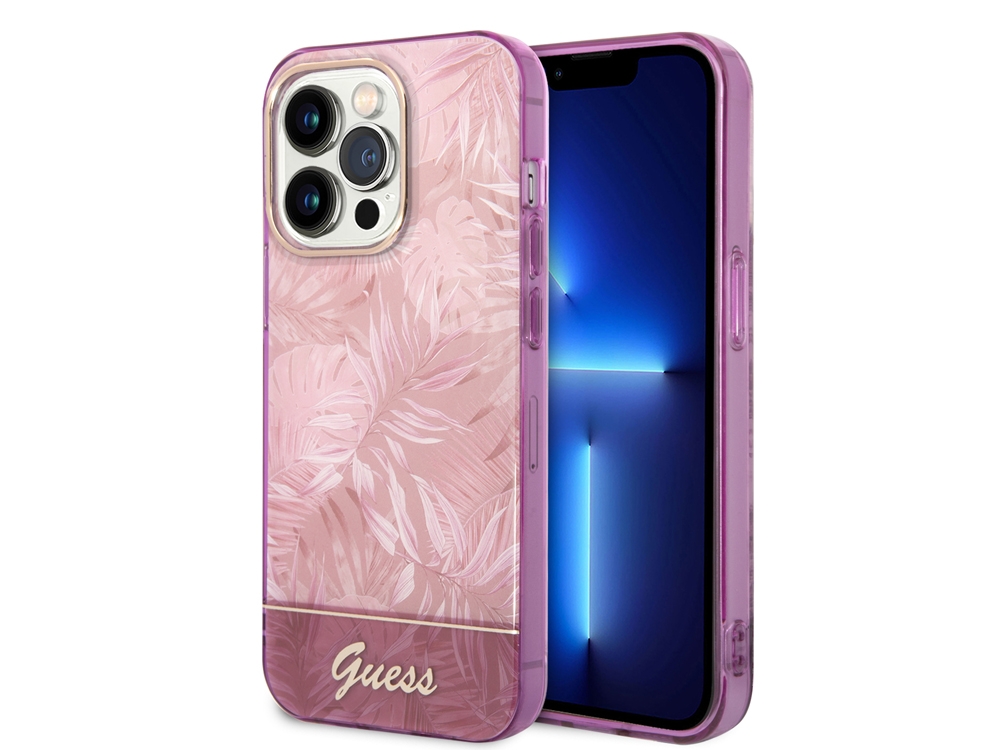 Coque Guess TPU Jungle pour iPhone 14 Pro - Rose