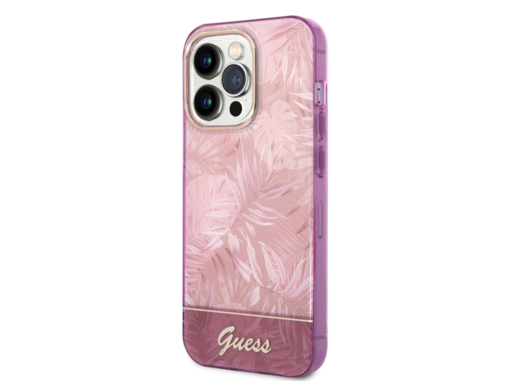 Coque Guess TPU Jungle pour iPhone 14 Pro - Rose
