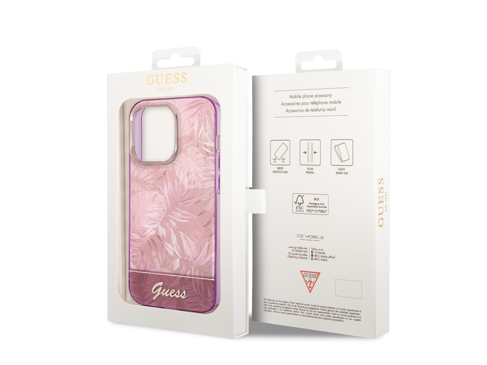 Coque Guess TPU Jungle pour iPhone 14 Pro - Rose