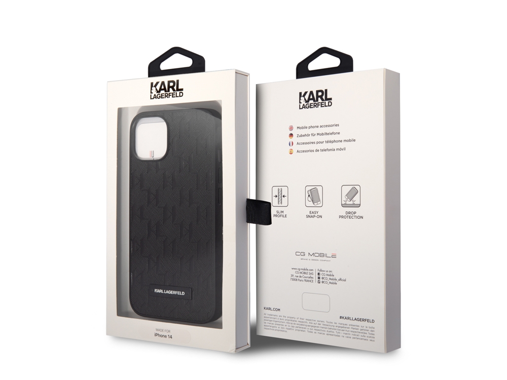 Coque Karl Lagerfeld PU Saffiano Monogram pour iPhone 14 - Noire