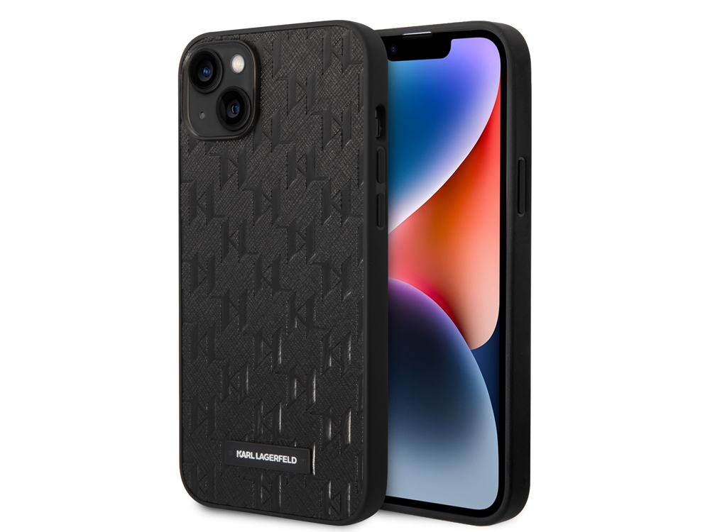 Coque Karl Lagerfeld PU Saffiano Monogram pour iPhone 14 Plus - Noire
