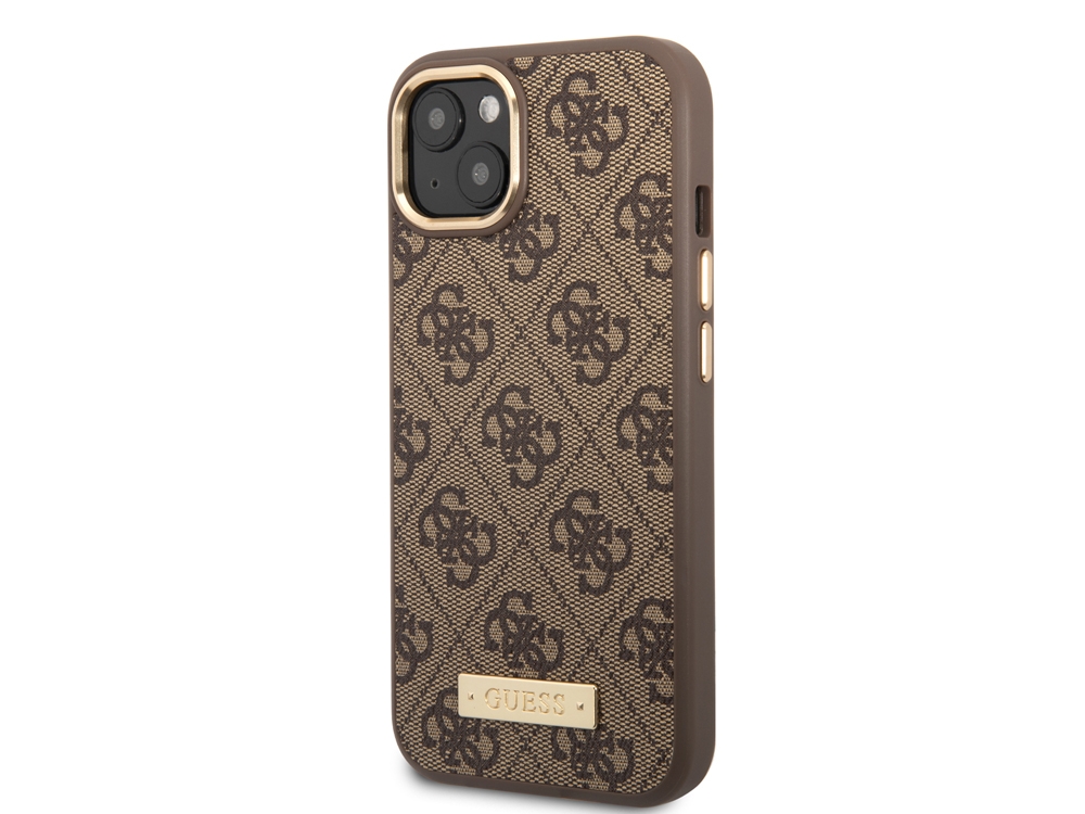 Coque Guess PU Magsafe 4G Metal Plate pour iPhone 14 - Marron