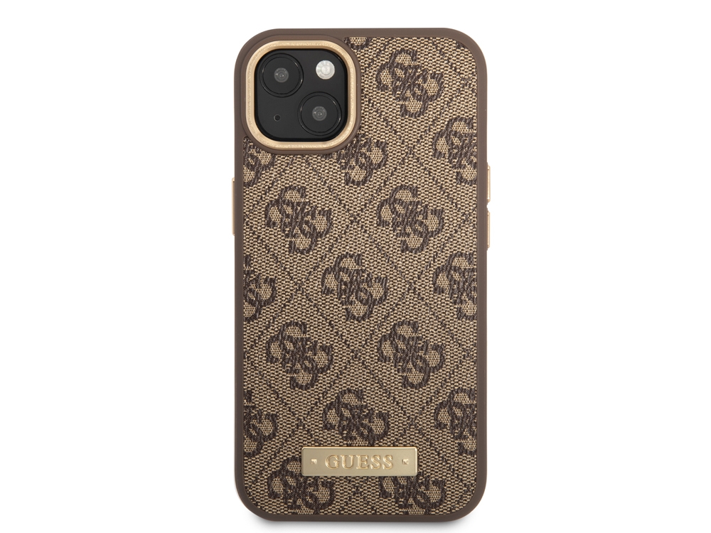 Coque Guess PU Magsafe 4G Metal Plate pour iPhone 14 - Marron