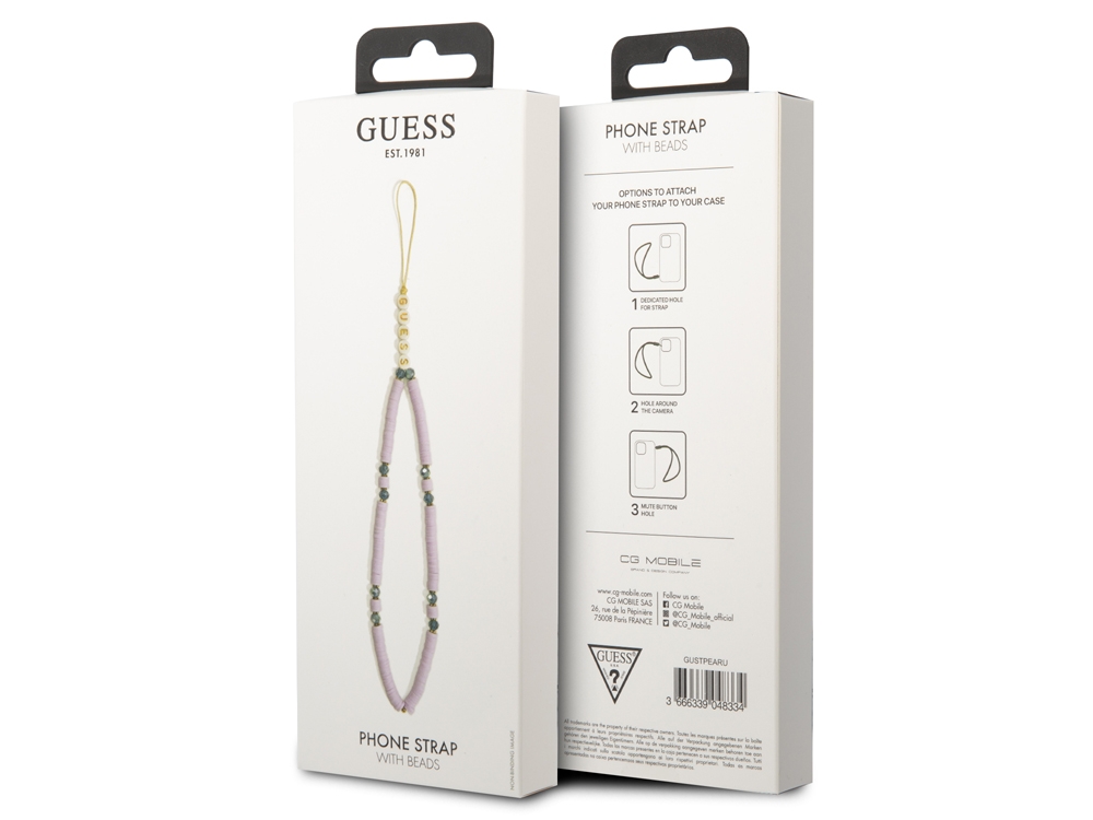 Cordon de téléphone universel Guess 25cm - Heishi Lilas