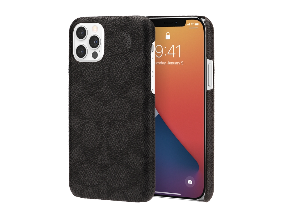 Coque Coach PU Signature C pour iPhone 12 et iPhone 12 Pro - Noire
