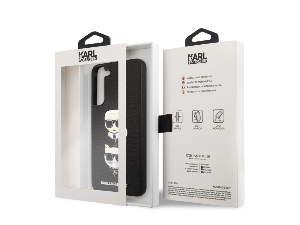 Coque Karl Lagerfeld Saffiano Karl & Choupette pour Samsung Galaxy S22+ - Noire