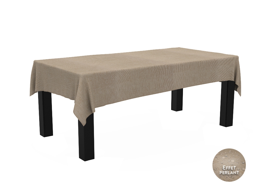 Nappe rectangulaire effet lin imperméable 260x170cm - Gamme Linen - Coloris beige naturel