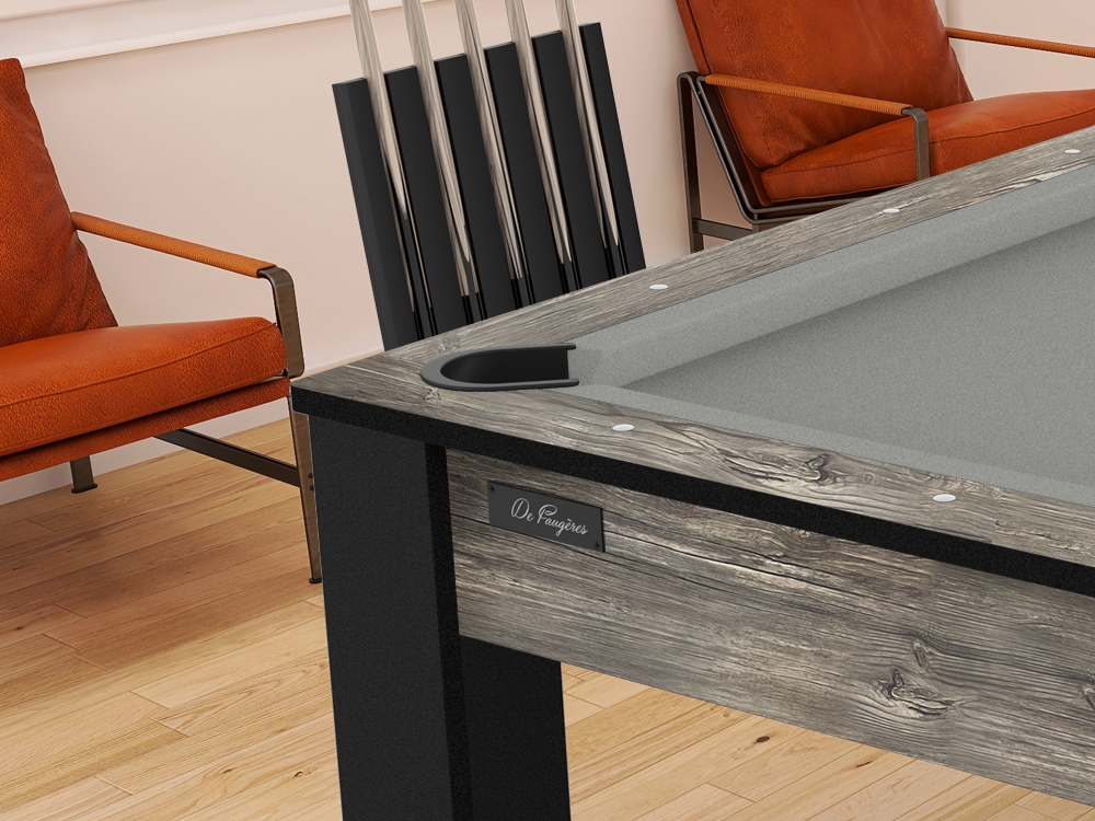 Billard Arizona 7 pieds convertible en table à manger - 8 personnes - Coloris industriel tapis gris
