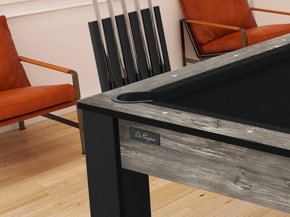Billard Arizona 7 pieds convertible en table à manger - 8 personnes - Coloris industriel tapis noir