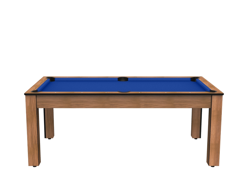 Billard Arizona 7 pieds convertible en table à manger - 8 personnes - Coloris hêtre boisé tapis bleu