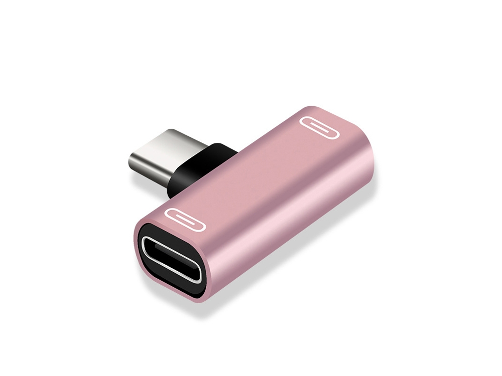 Adaptateur splitter double USB Type-C vers USB Type-C - Rose