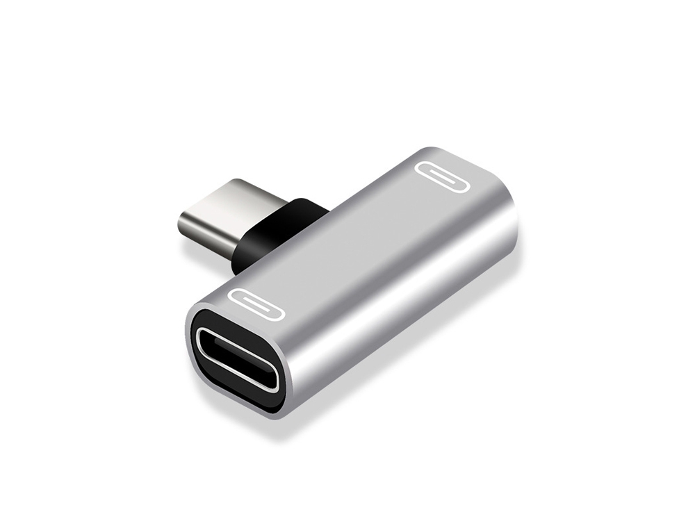 Adaptateur splitter double USB Type-C vers USB Type-C - Argent