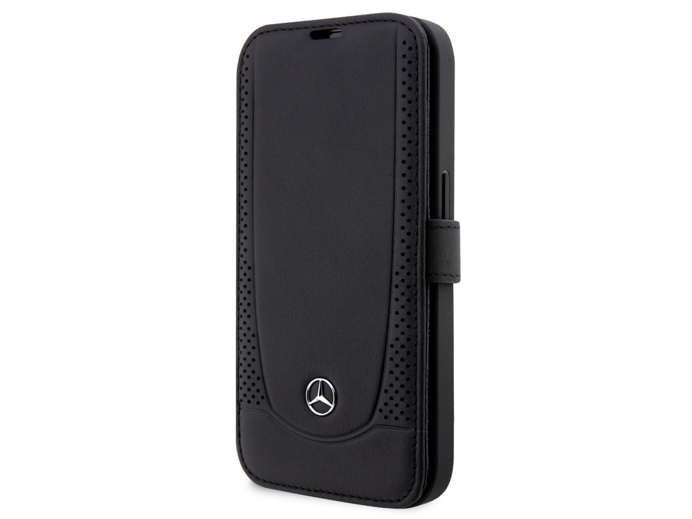 Etui folio Mercedes en cuir véritable pour iPhone 14 Pro