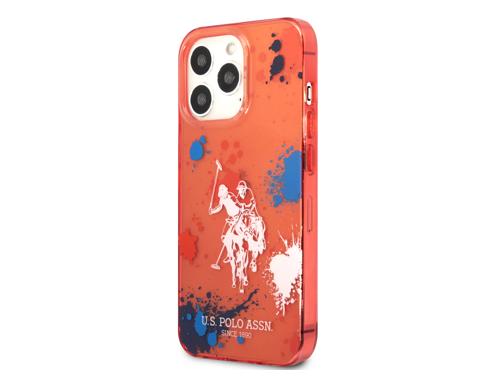 Coque U.S Polo ASSN. Splatter Double Horse pour iPhone 14 Pro Max - Rouge