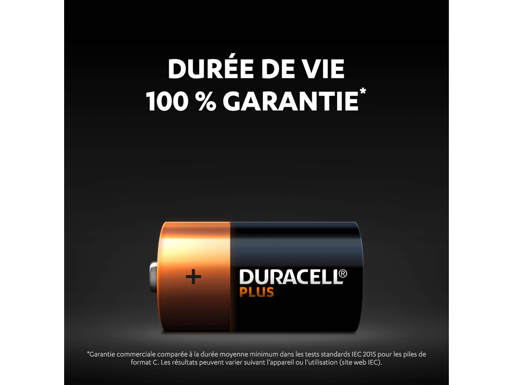 Pile C - LR14 Duracell Plus 1,5V - Blister de 4 piles