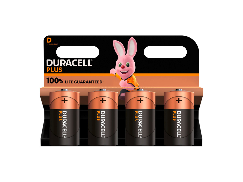 DuracellPile alcaline D - LR20 Duracell Plus 1,5V - Blister de 4 piles