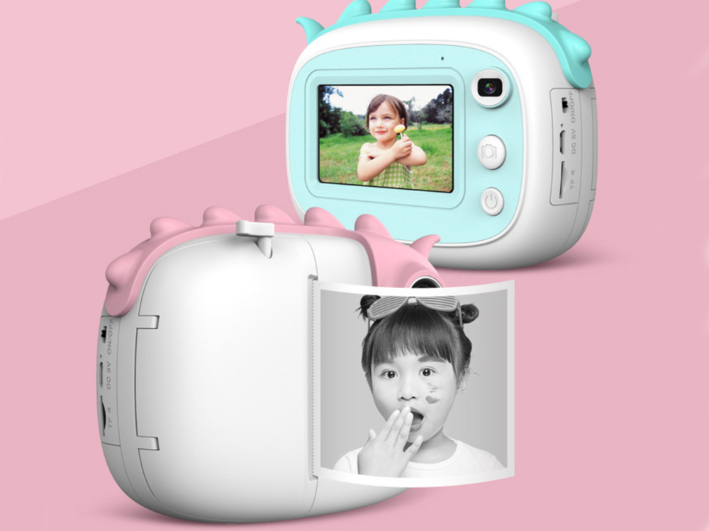 Appareil photo Wifi numérique enfant avec impression instantanée - Modèle Dragon - Rose