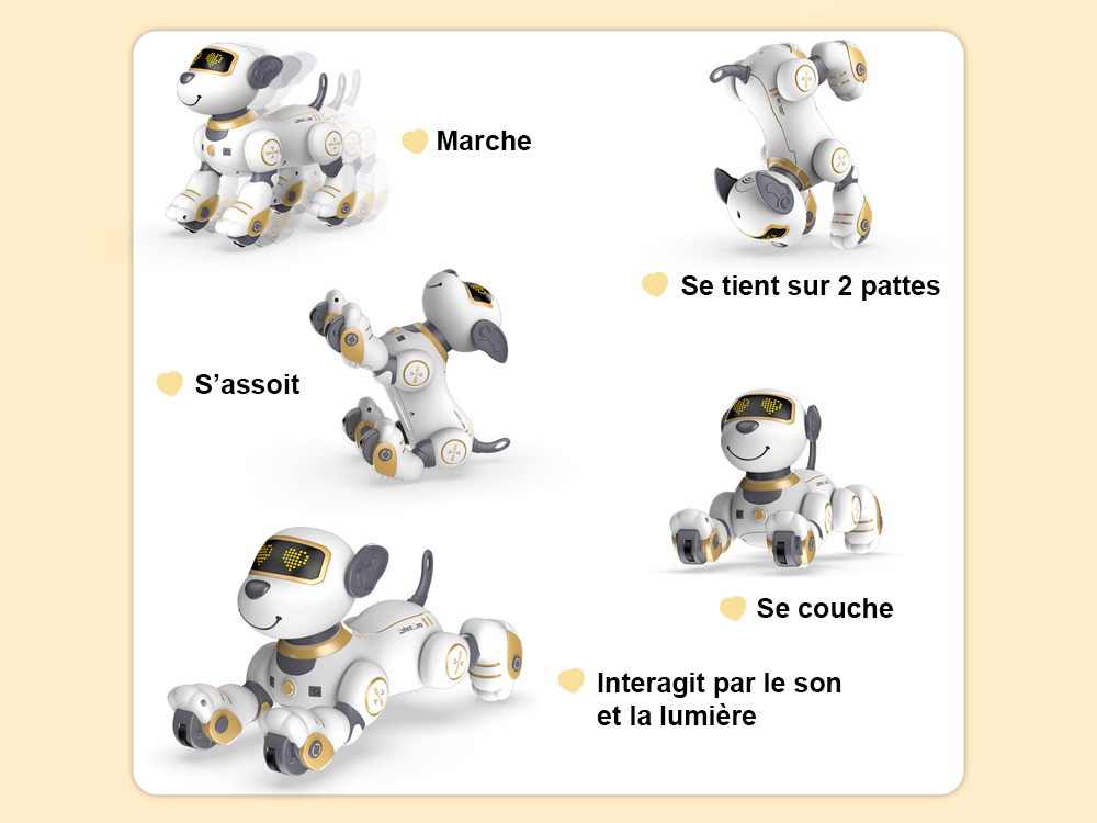 Chien télécommandé animé avec effet sonores et lumineux - Modèle Marcus