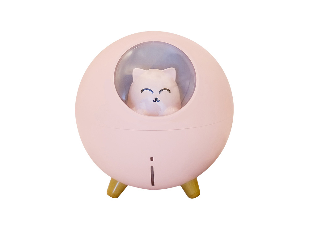 Humidificateur veilleuse - Modèle Planet Cat - Rose